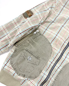 Plaid military style bomber jacket