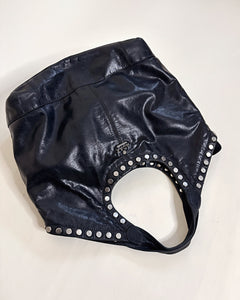 Studded leather hobo bag