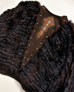 80’s embroidered boho fur bomber