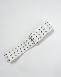 Silver grommet studded wide belt