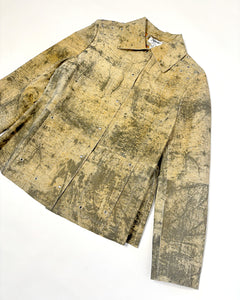 90’s grommet studded distressed leather shacket