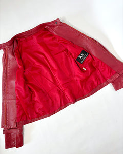 Red 90’s fitted leather jacket