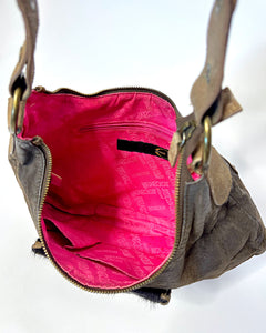 Roberto Cavalli pony hair studded shoulder bag