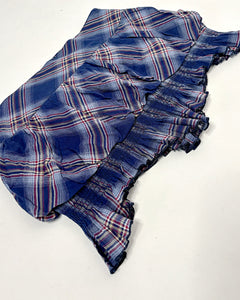 Plaid asymmetric bubble mini skirt