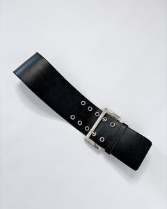 Silver grommet studded wide hip belt