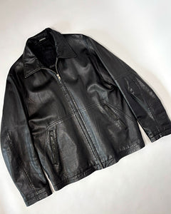 Oversized 90’s minimalist leather jacket