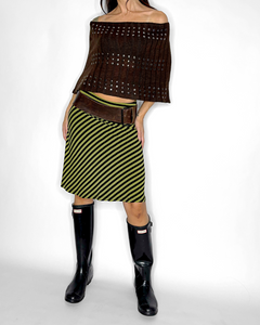 Asymmetric stripe 2000’s midi skirt