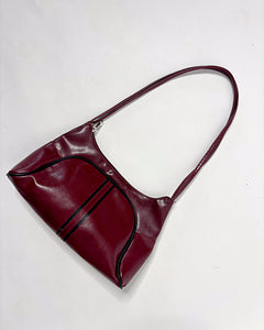 Burgundy racer stripe baguette bag