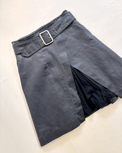 Asymmetric coated denim skirt