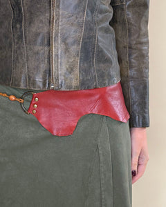 Leather asymmetric hip belt