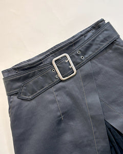 Asymmetric coated denim skirt