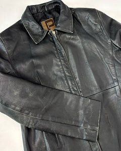 Faded black 90’s fitted leather jacket