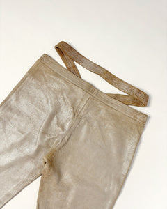 Cut out low rise silver metallic leather pants