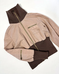 Rib knit wide waist band utility jacket