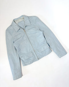 Ice blue 90’s leather jacket