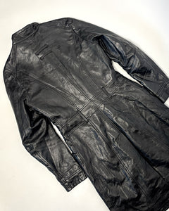 90’s long moto leather jacket