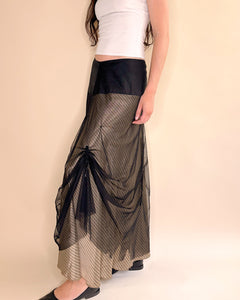 Ruched mesh sporty maxi skirt