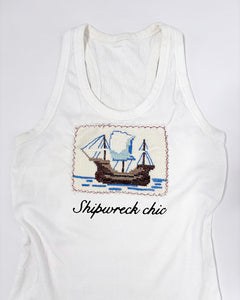 “Shipwreck chic” Cross stitch upcycle tank top
