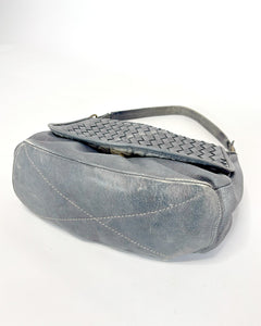 Dusty blue braided leather bag