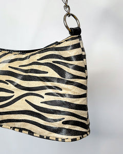 Zebra pleather baguette bag