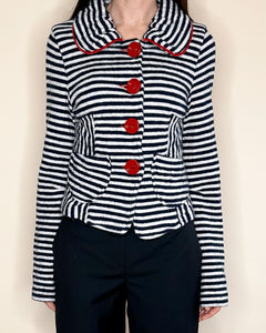 Fornarina striped cardi with burgundy buttons