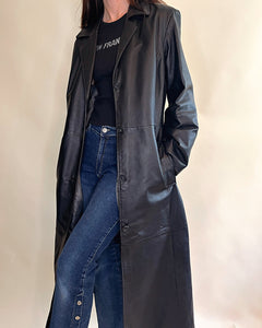 90’s maxi minimalist leather trench
