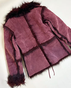 Burgundy sheep shearling jacket