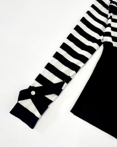 Stripes rib knit wide waist long sleeve top