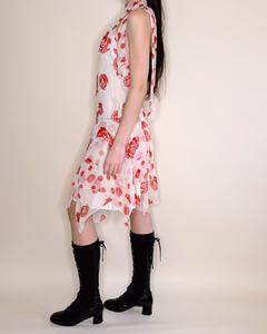 Silk halter dress with roses