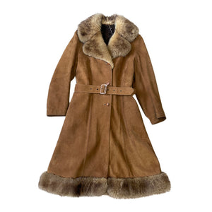 70's foxy belted suede coat