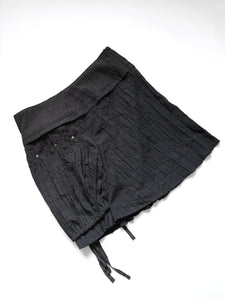 Black crinkle skirt with floral zip detail