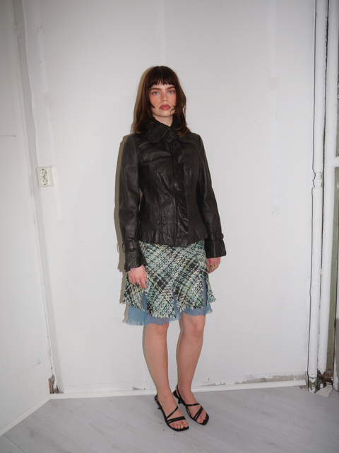 S0139 textured tweed mini skirt