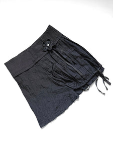 Black crinkle skirt with floral zip detail