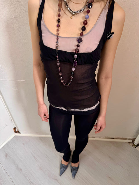 s0125 purple shade statement glass necklace