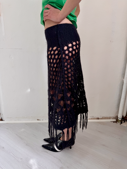 s0127 crochet fringe skirt