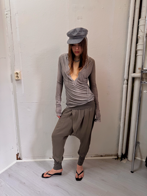 s0108 soft drape sheer harem pants
