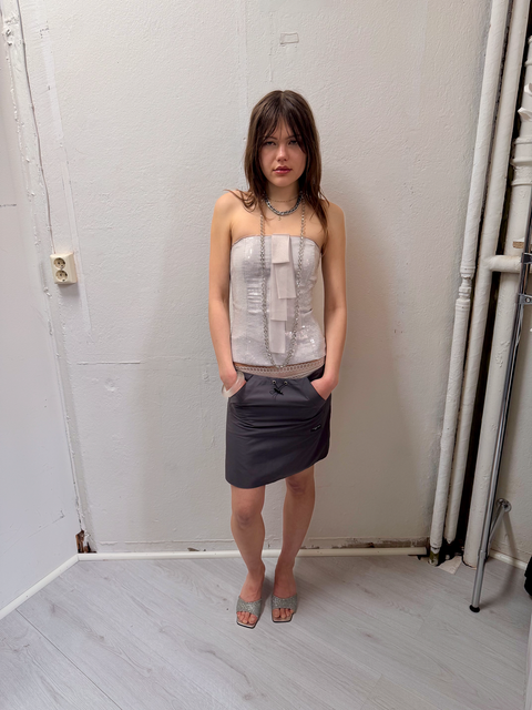 s0113 silver sequin corset top