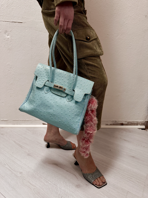 s0130 firkin bag with pink rabbit keychain