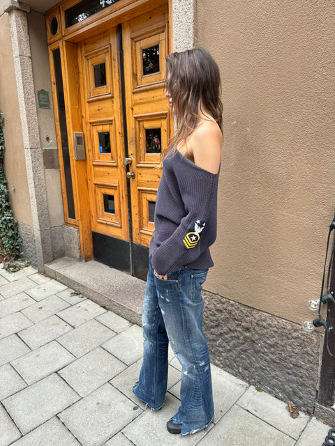 2000's slouchy knitted military shirt