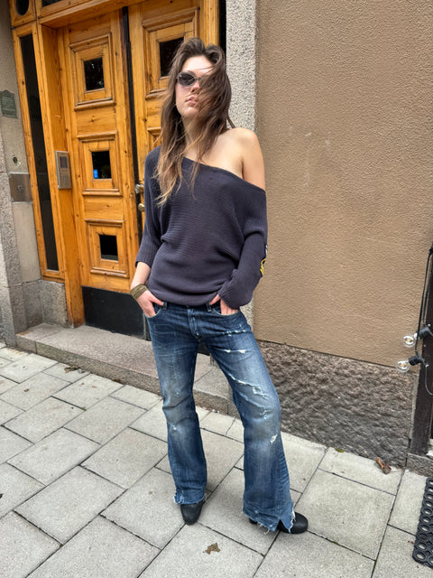 2000's slouchy knitted military shirt