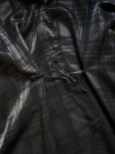 Plaid slinky tie blouse