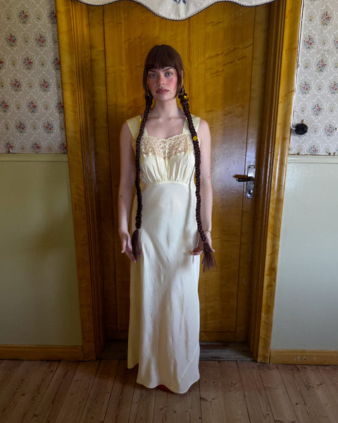 1970's butter yellow slip dress