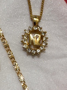 90's Nina Ricci monogram crystal necklace