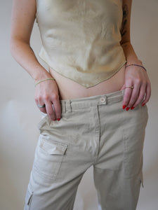 Beige cotton cargo pants