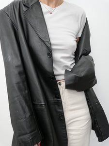 Boxy leather jacket