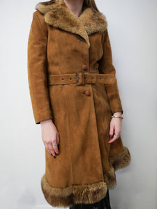 70's foxy belted suede coat