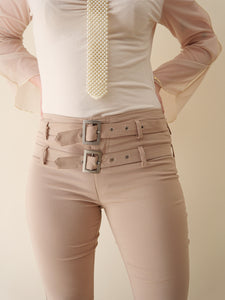 Double belted flare pants