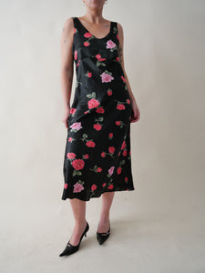 Silky roses 90's dress