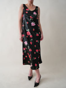 Silky roses 90's dress