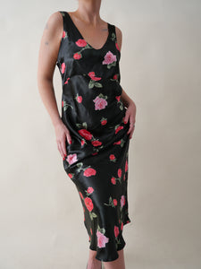 Silky roses 90's dress